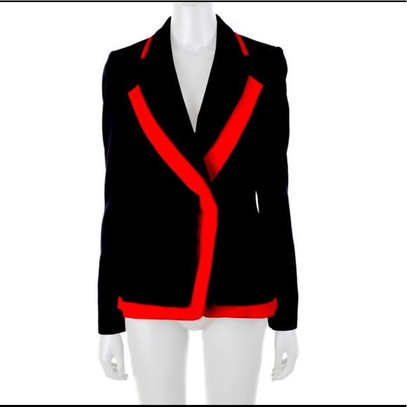 Alexander Mcqueen navy blue blazer with red border
